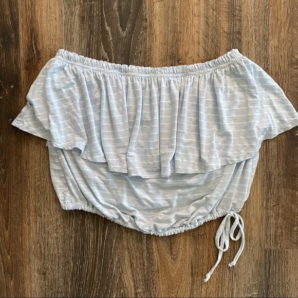 Abercrombie & Fitch Pastel Blue Striped Tube Top Size Small - Picture 1 of 5